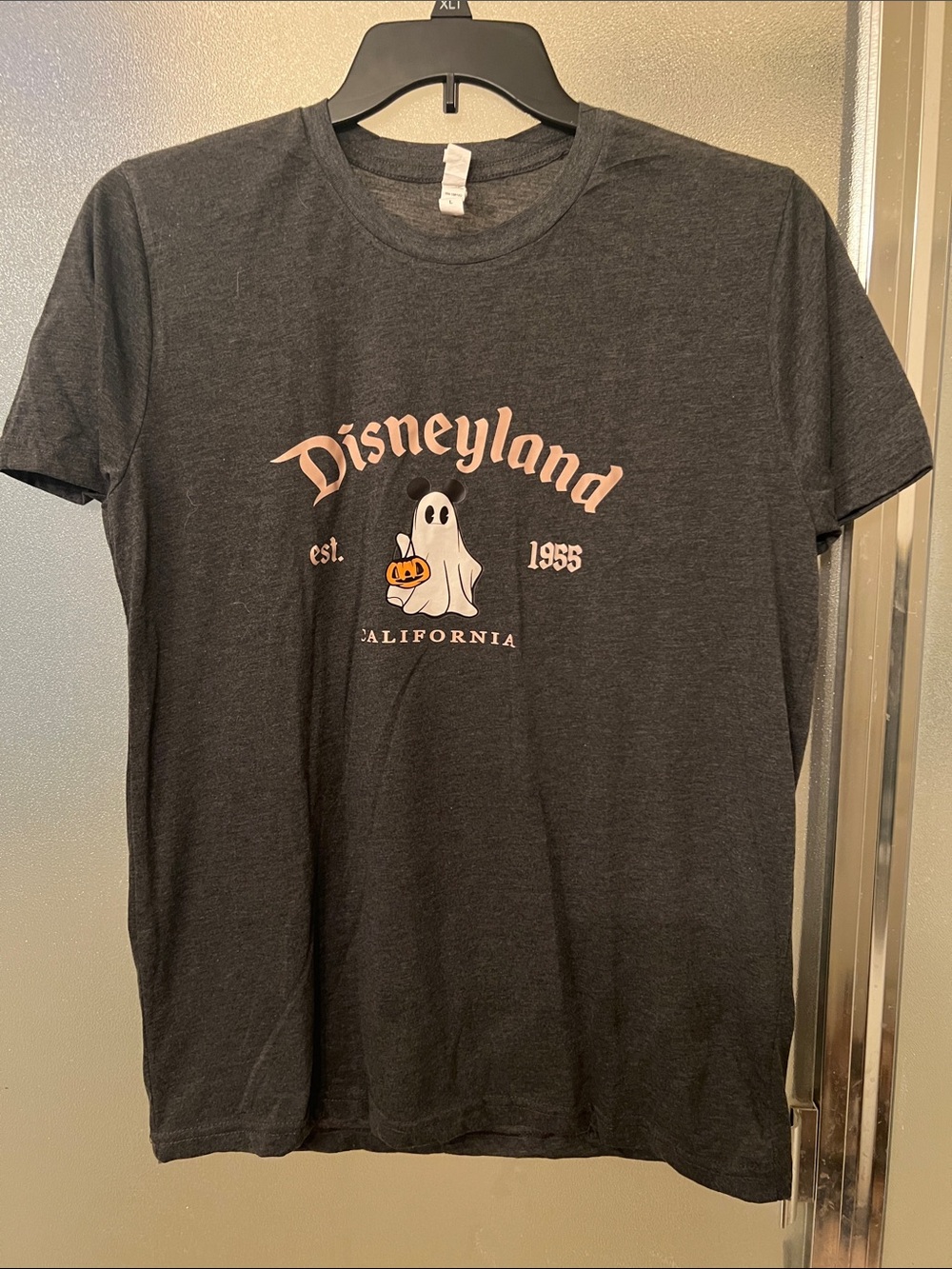 Disney Charcoal Gray Disneyland Ghost Mickey Mouse Graphic Tee